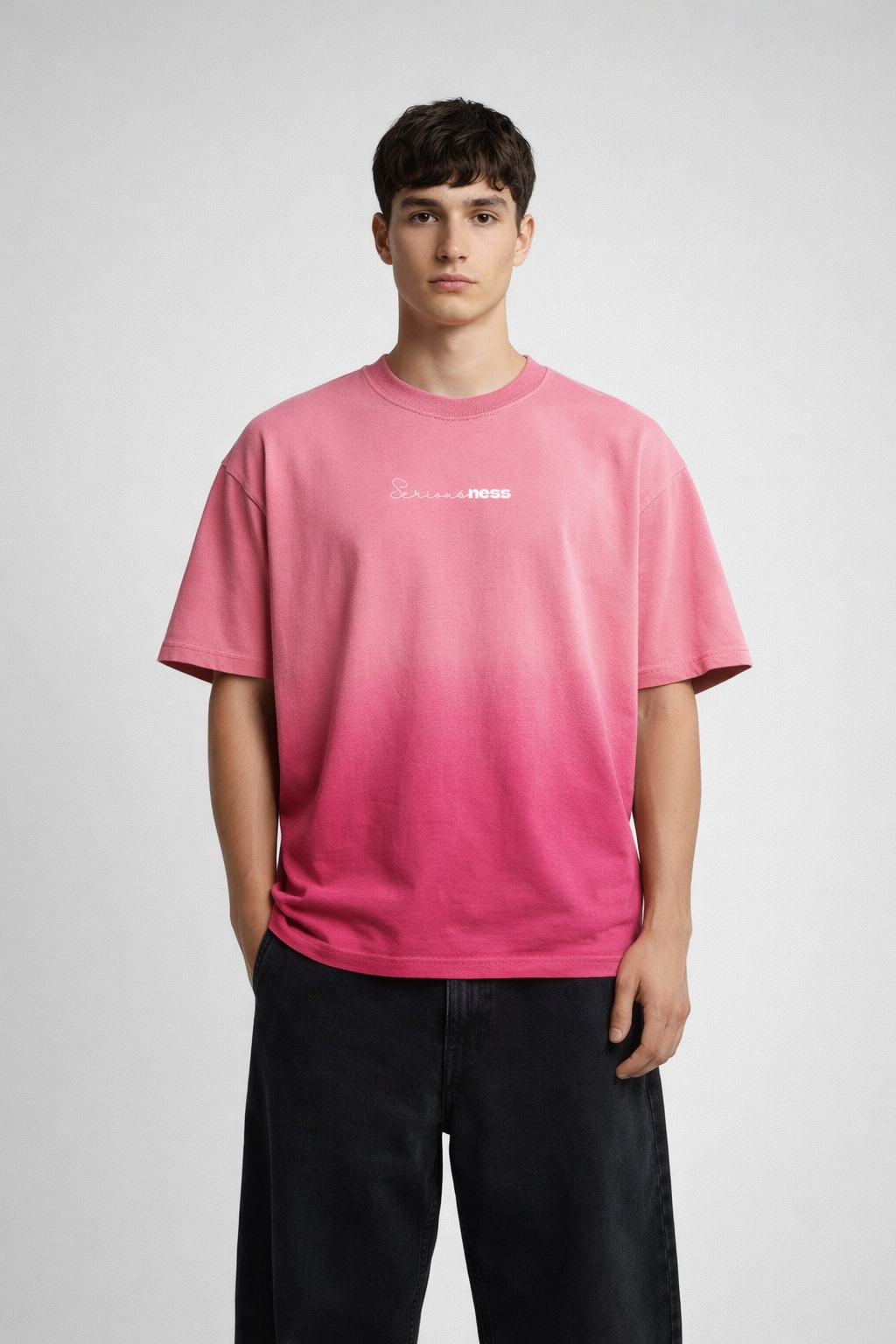 Seriousness Pink Sunfaded Ombrè Boxy Fit T-shirt