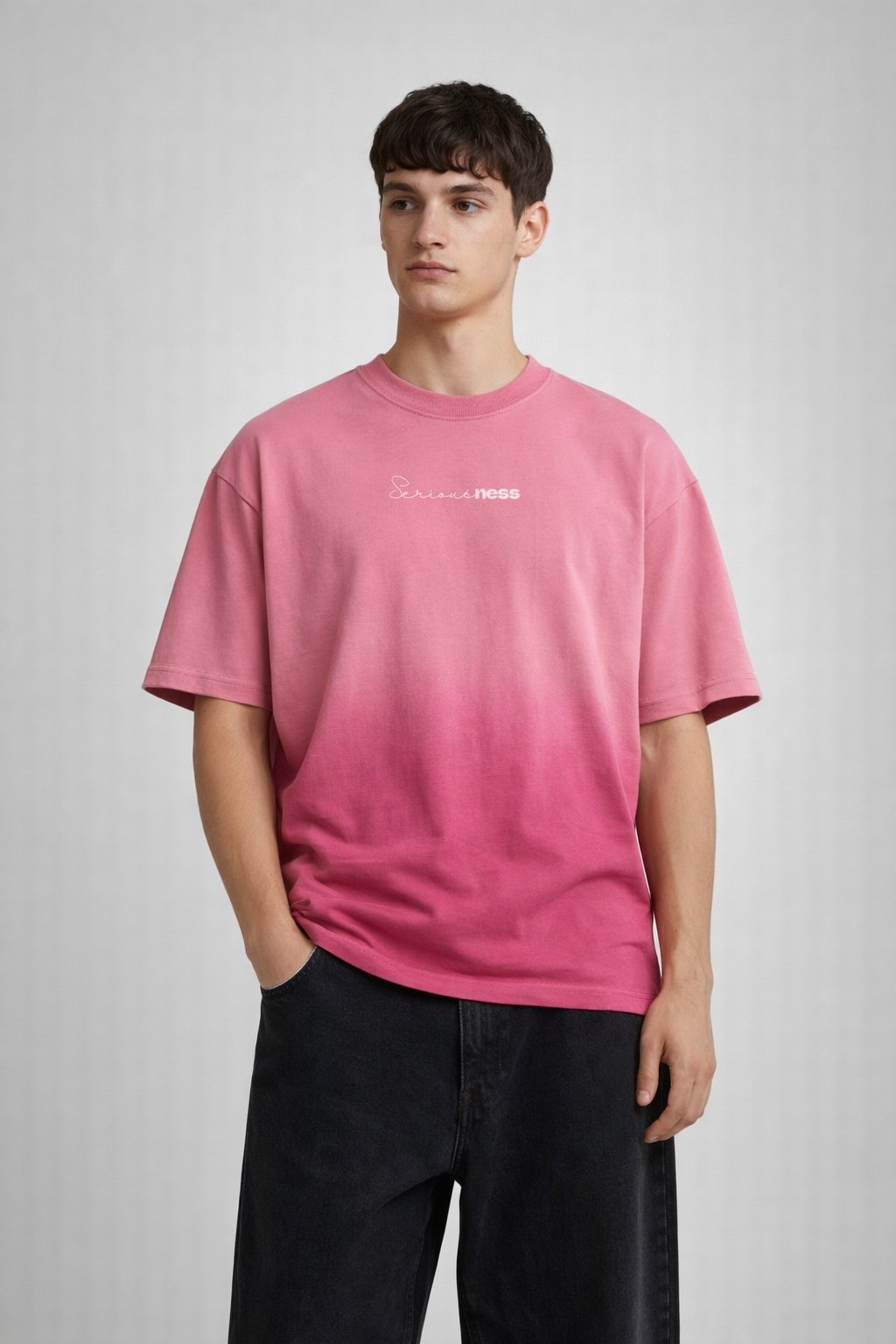 Seriousness Pink Sunfaded Ombrè Boxy Fit T-shirt