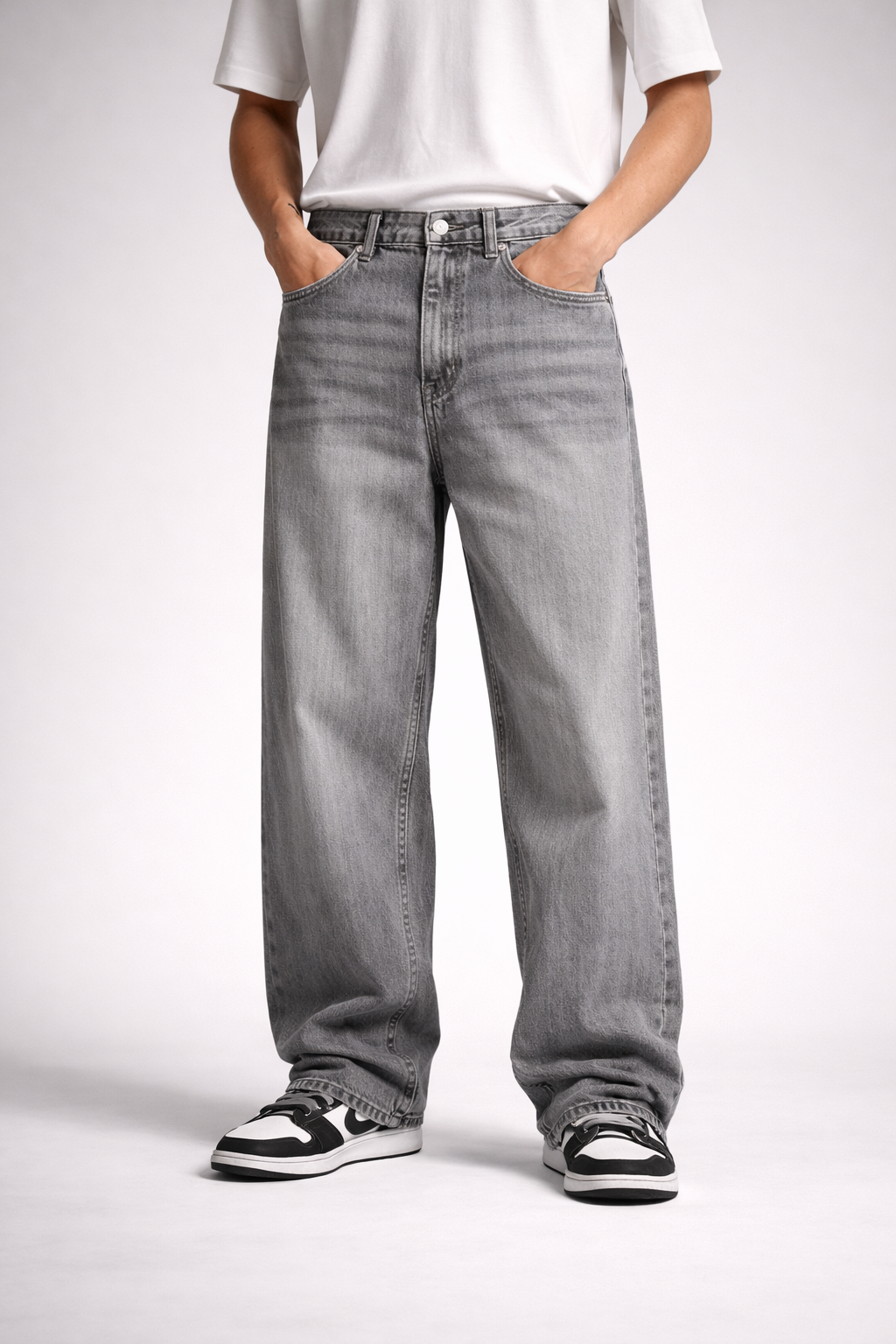 Grey Baggy Denim Jeans
