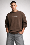 Defective Reality Brown Waffle Knit Pullover