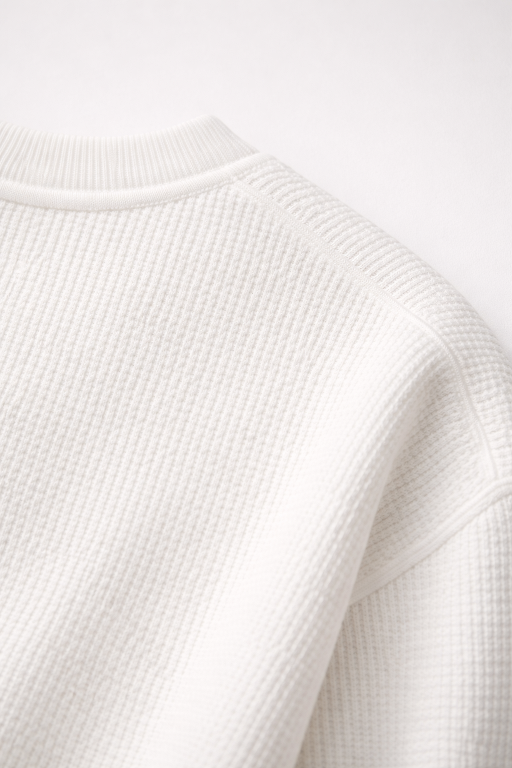 Basic White Waffle Knit Pullover