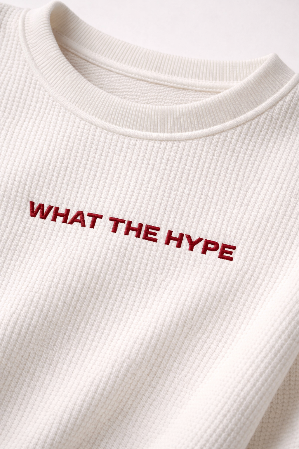 Basic White Waffle Knit Pullover